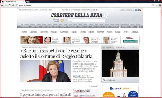 Reggio sulla home page dei Quotidiani